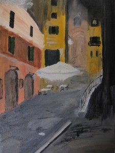 "Fiskrestaurangen, Perugia", 2011, Olja,24 x 32 cm, 800:-